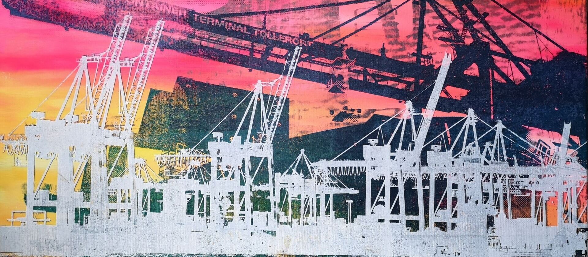 Siebdruck Hamburger Hafenkräne