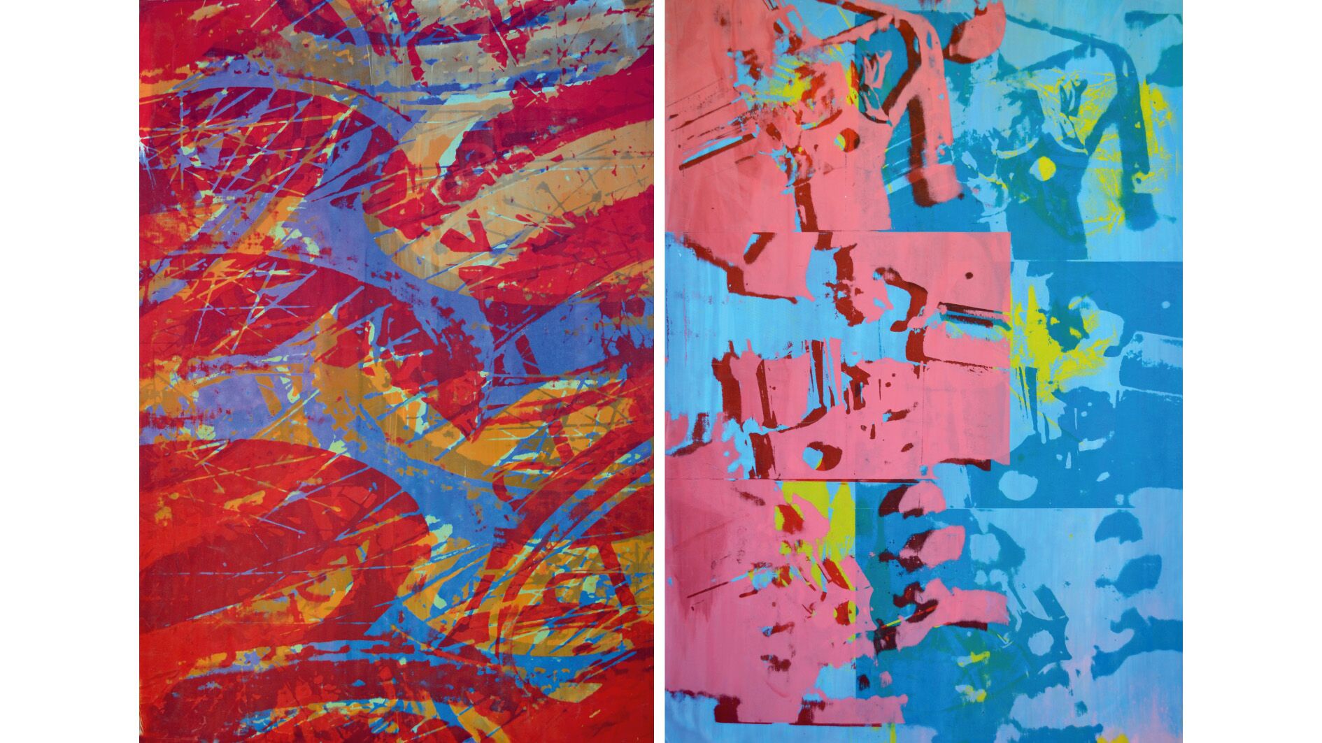 Siebdruck Fahrradreifen und Wasserhähne bunt von Johanna Nissen