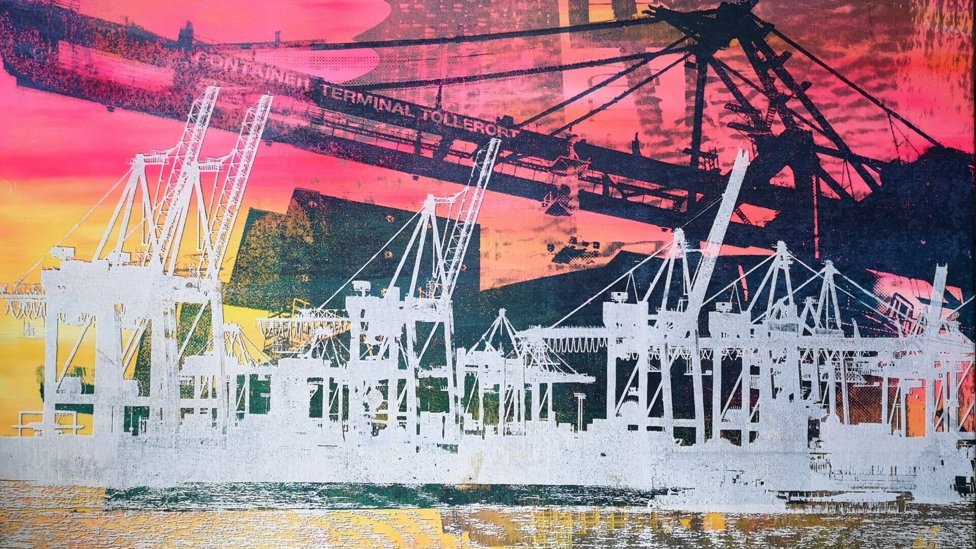 Siebdruck Hamburger Hafenkräne