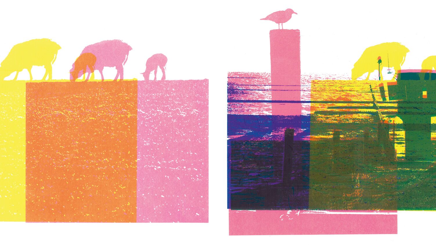 Siebdruck Deuschschafe und Ebbe und Flut von Johanna Nissen